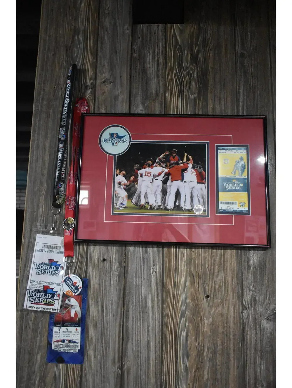 Boston Red Sox 2013 World Series Framed Photo Ticket Display & Lanyard Lot
